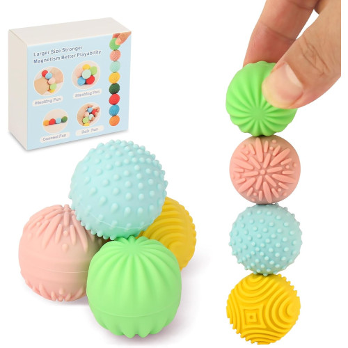 Silicone Magnetic Balls，Fidget Toys，Gift for Teenage , Fun Textures Magnetic Balls Gift fo Novelty Toy for Kids or Adults(4PCS)