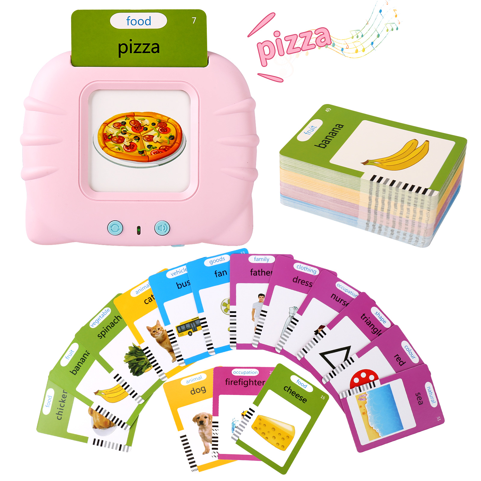 Toddler Toys，Talking Flash Cards, Learning Toys for 3 4 5 6 7 8 Year Old，224 Sight Words Toddler Gifts，The Best Gift for Young Children's Learning (Pink)